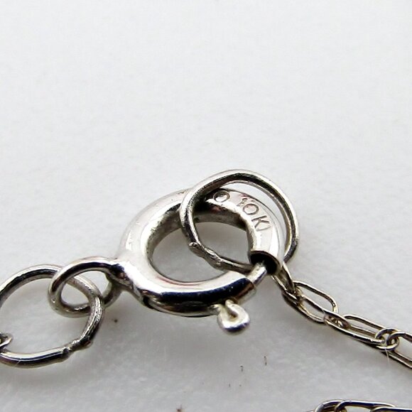 Round & Baguette Diamond Circle Pendant Necklace Solid 10k White Gold Natural - Picture 6 of 6